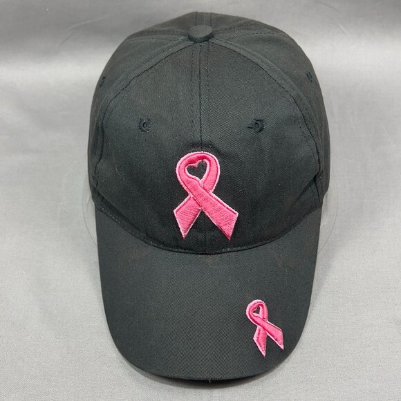 Breast Cancer Awareness Strap Back Hat Cap Pink Ribbon Baseball Outdoor Womens - Picture 7 of 13